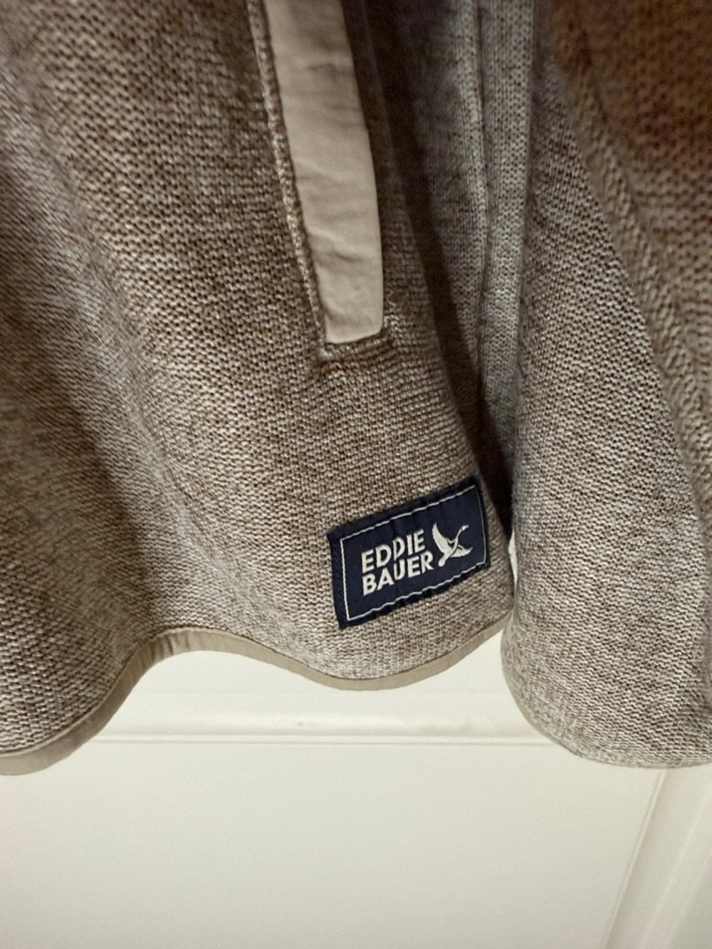 Eddie Bauer Quarter Snap Pullover Sweater Men’s XL Mock Collar Tan/Cream Color‎